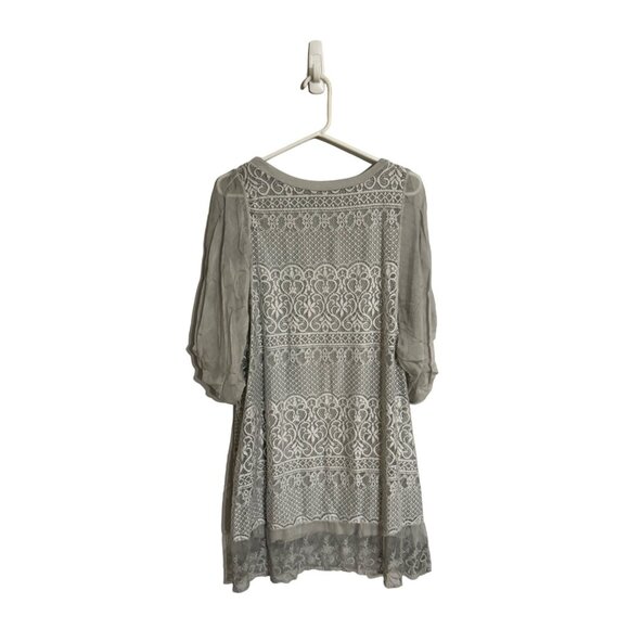 Scandal Italy layered lace sheer puff sleeve mini dress‎ boho victorian size M - Picture 2 of 9